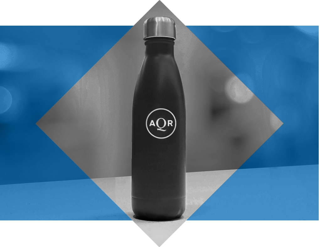 A reusable water bottle with the FDMGT MAX logo on the front.